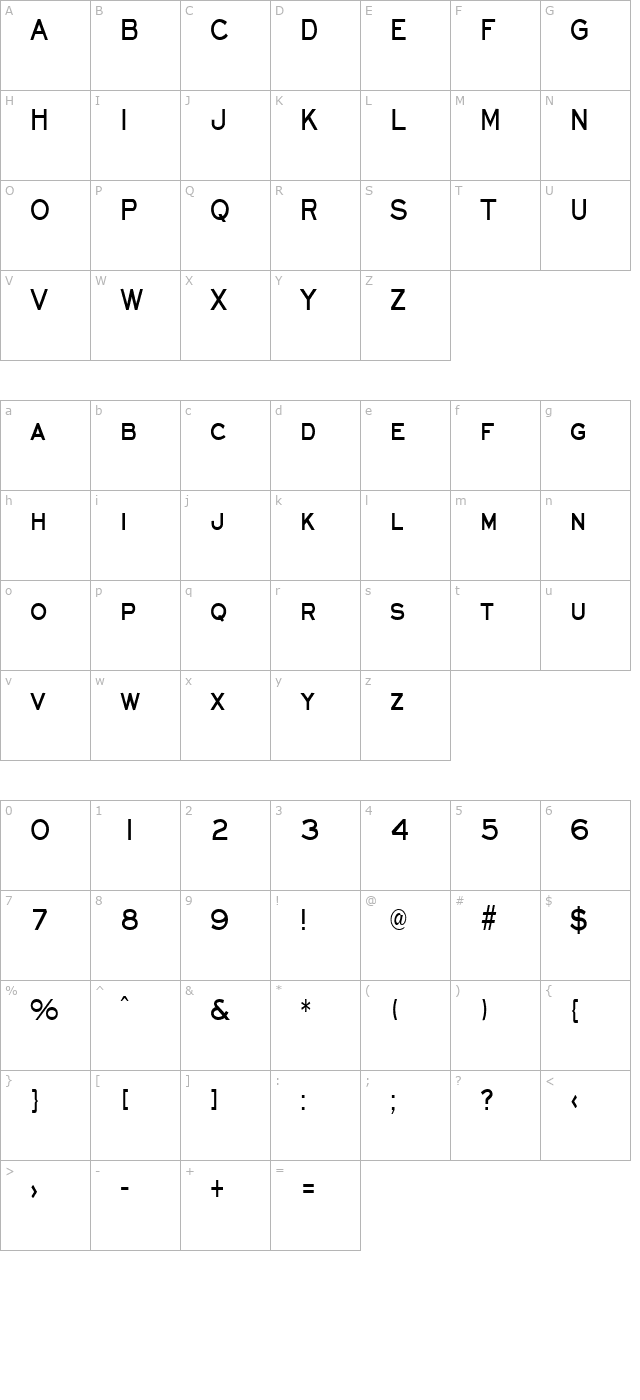 EyechartCondensed Bold character map