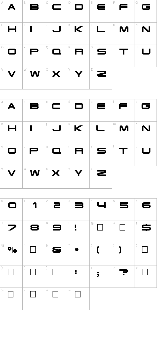 eyechartdisplaycapsssk-regular character map