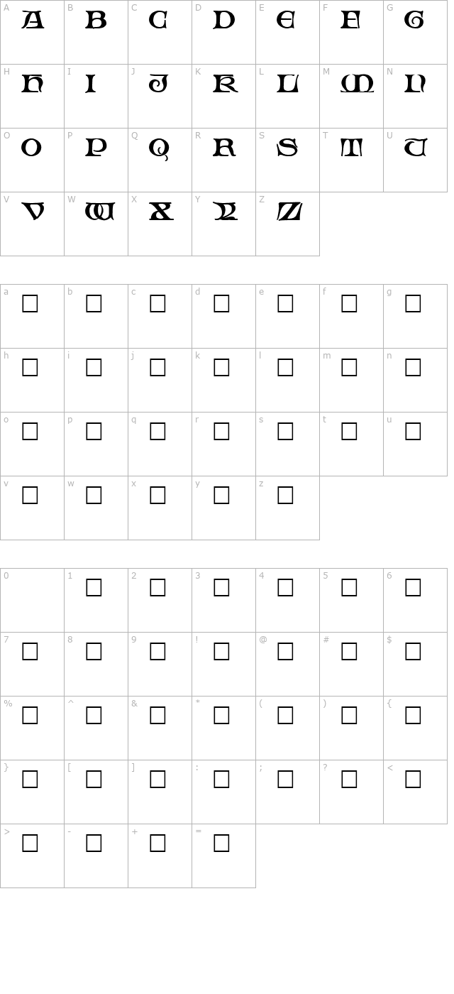 Fabliaux Regular character map