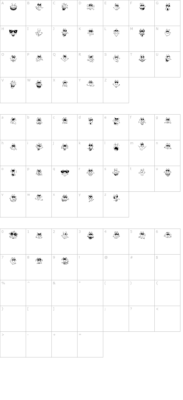 Face Off! character map