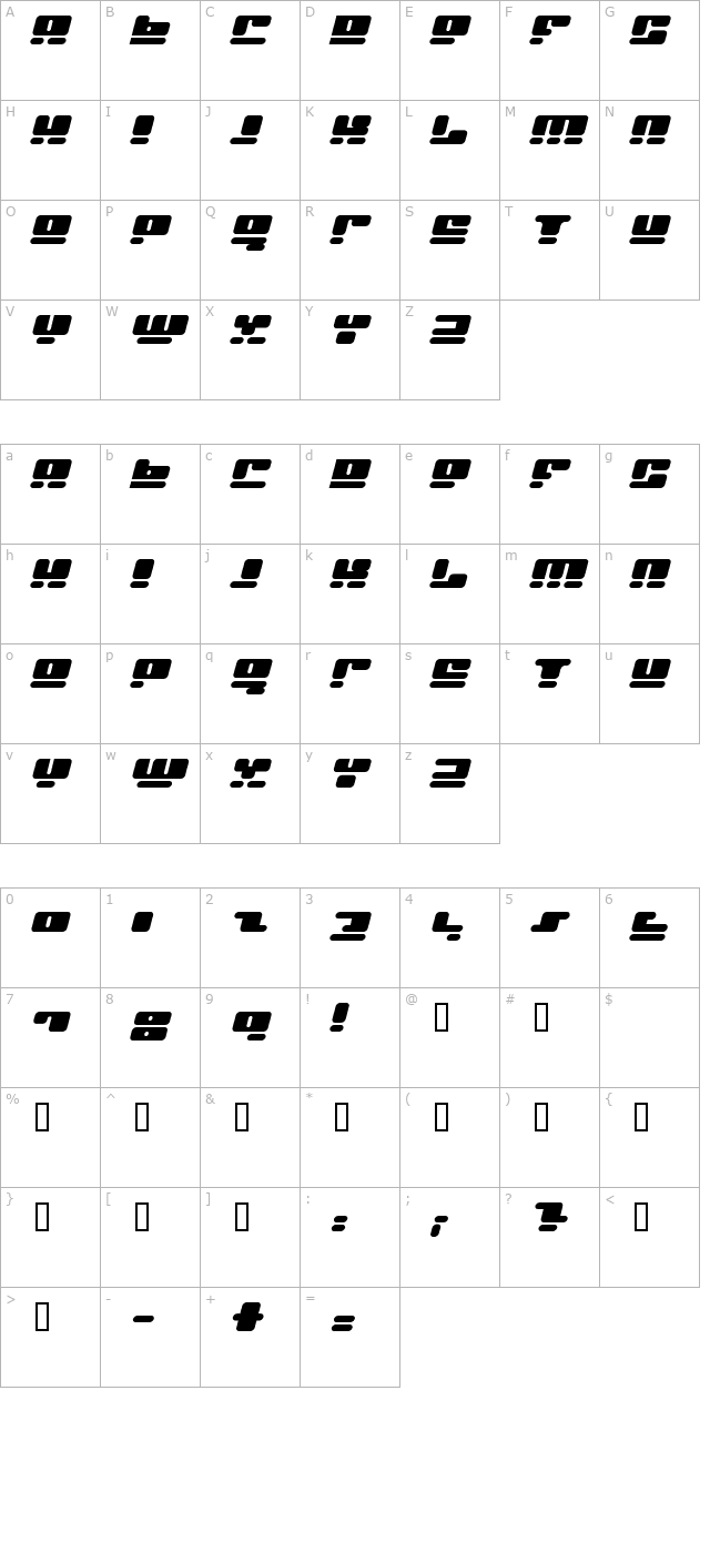 face-plant-italic character map