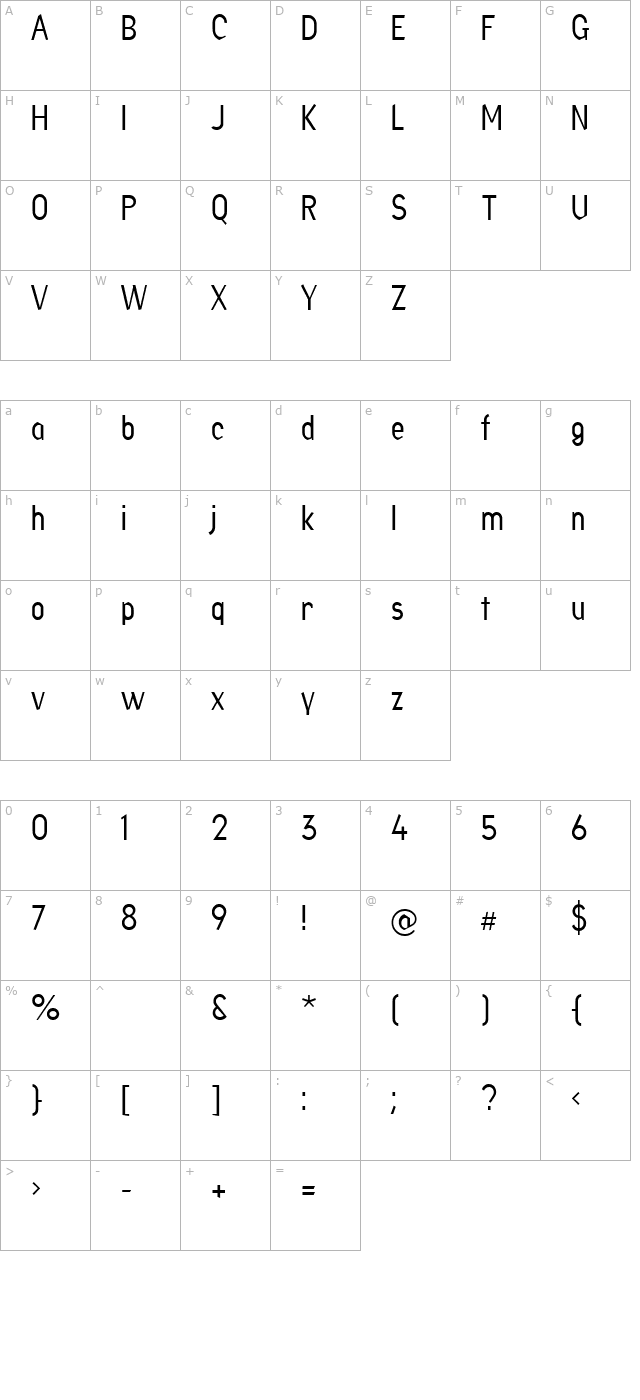 factorylightliningnumbers character map