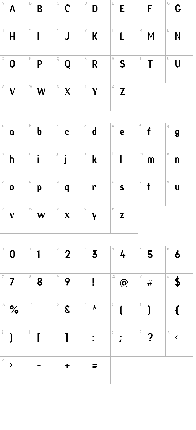 FactoryLiningNumbers character map