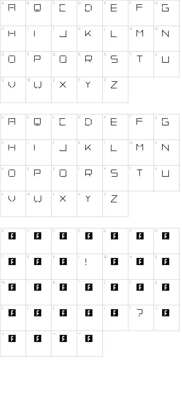 Fade Away character map