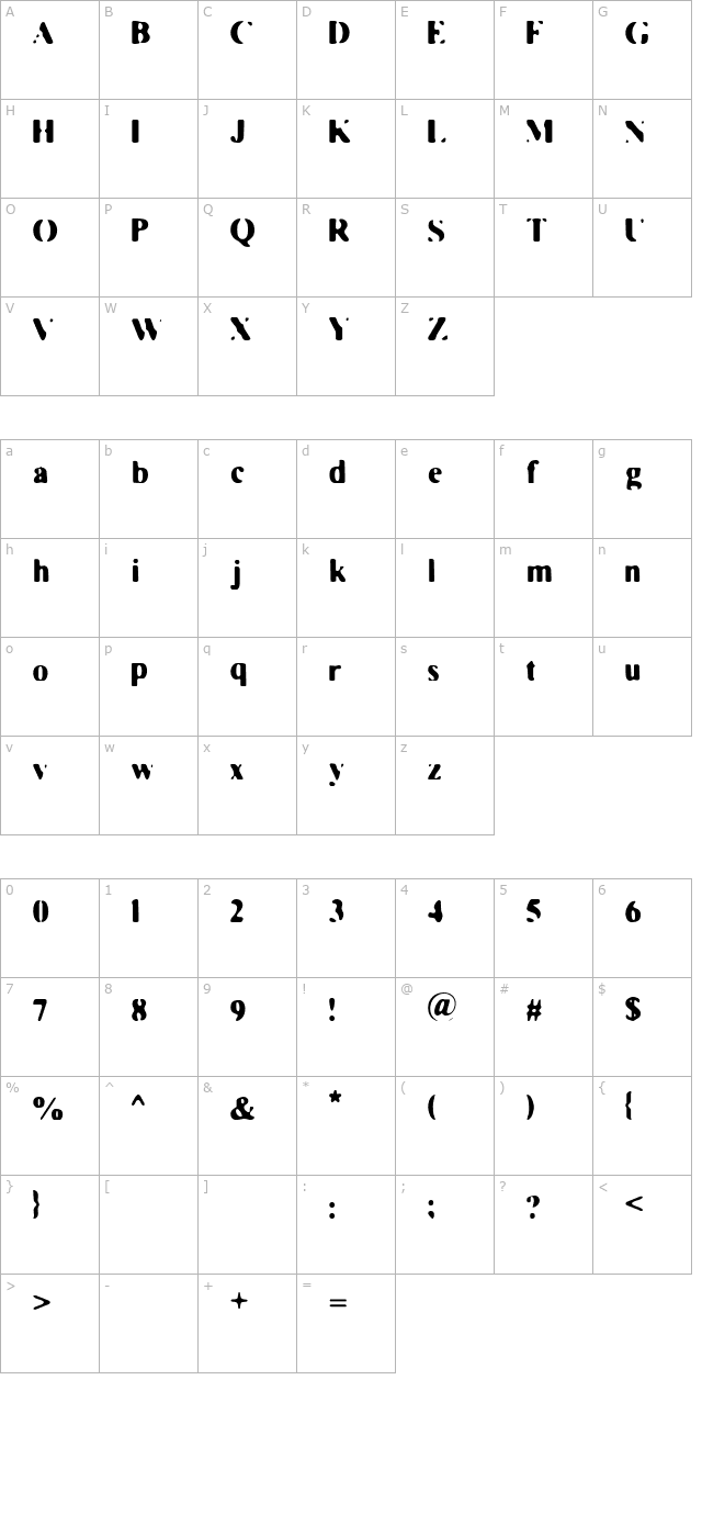 faded-moviestar character map