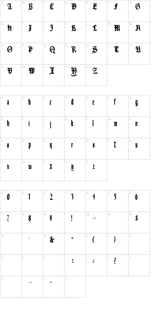 Fains Bold character map