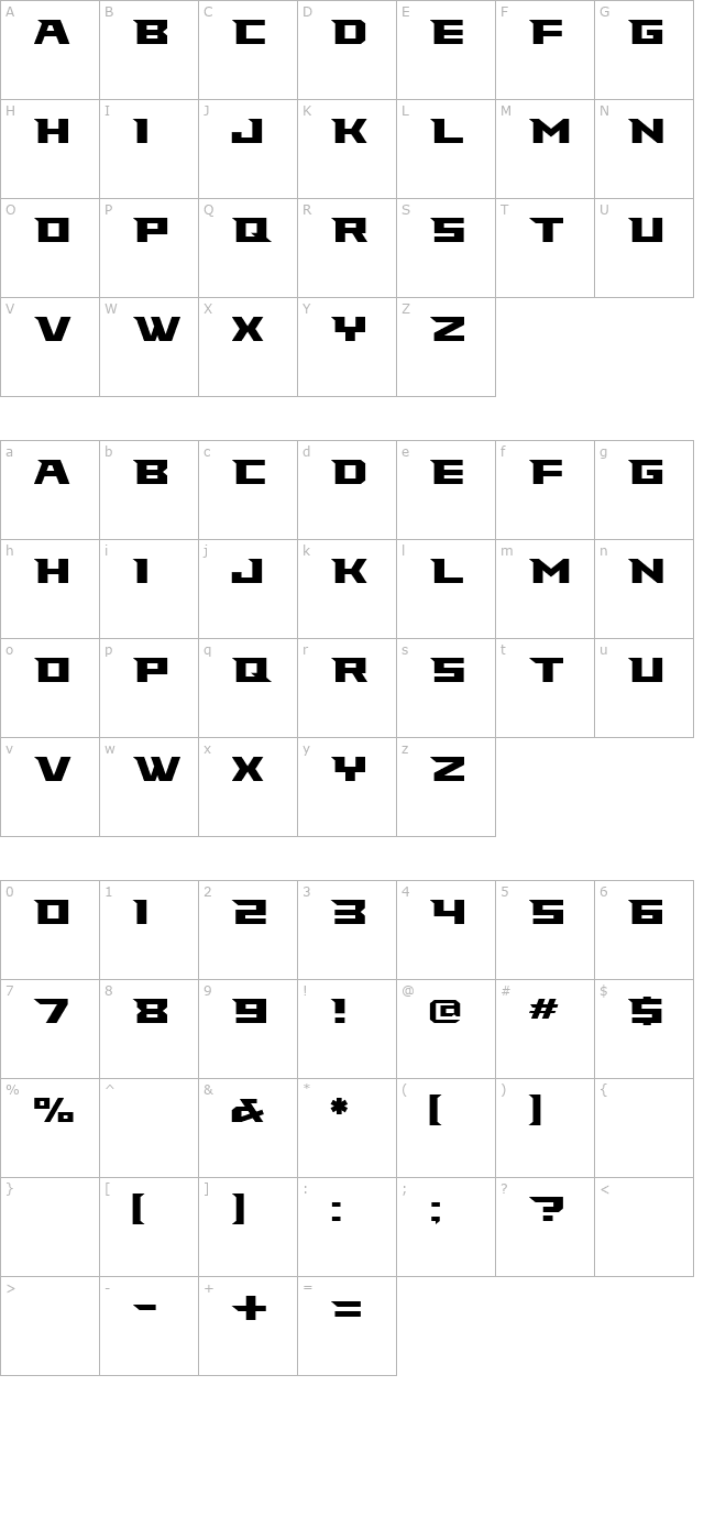 falcons-font character map
