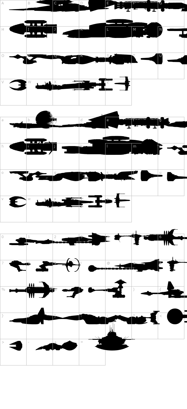 famous-spaceships character map