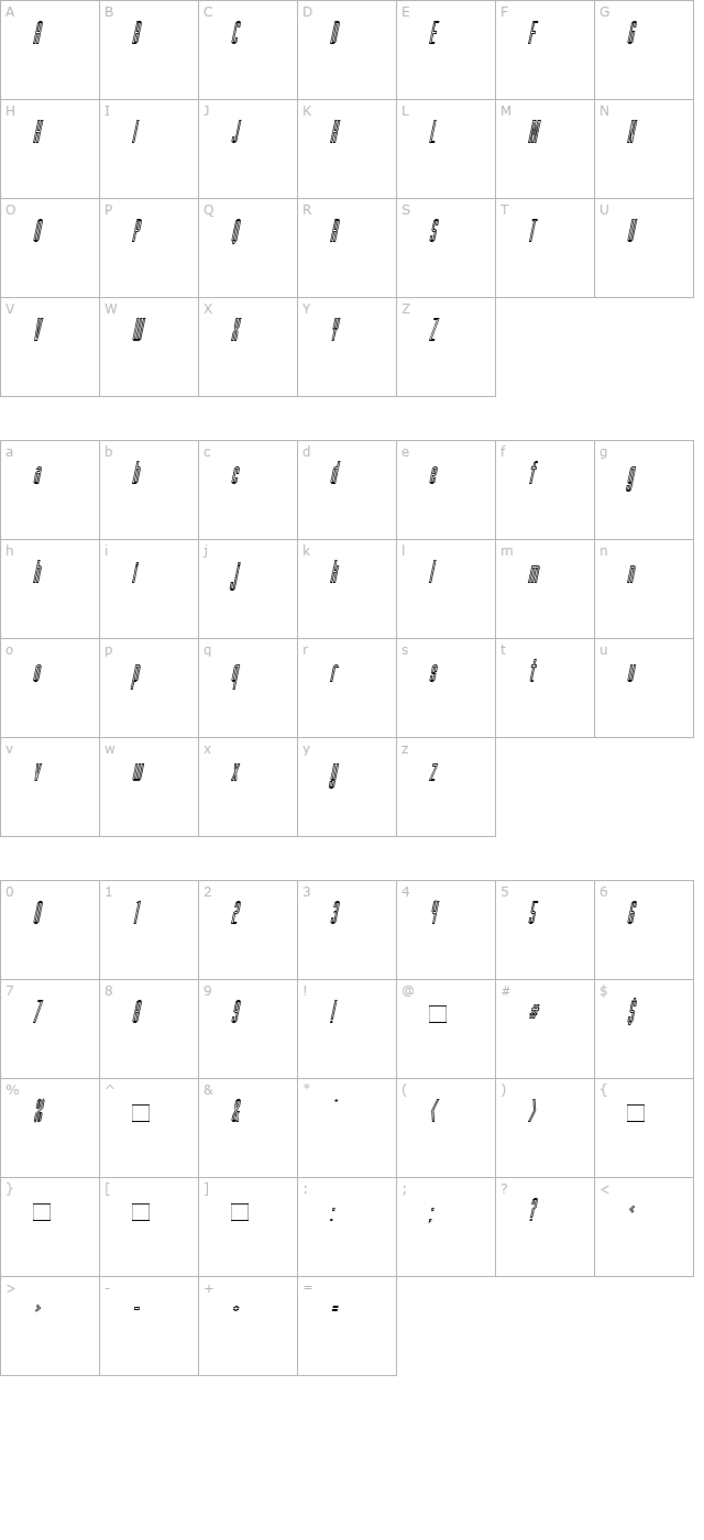 FanatiqueInline-BoldOblique character map