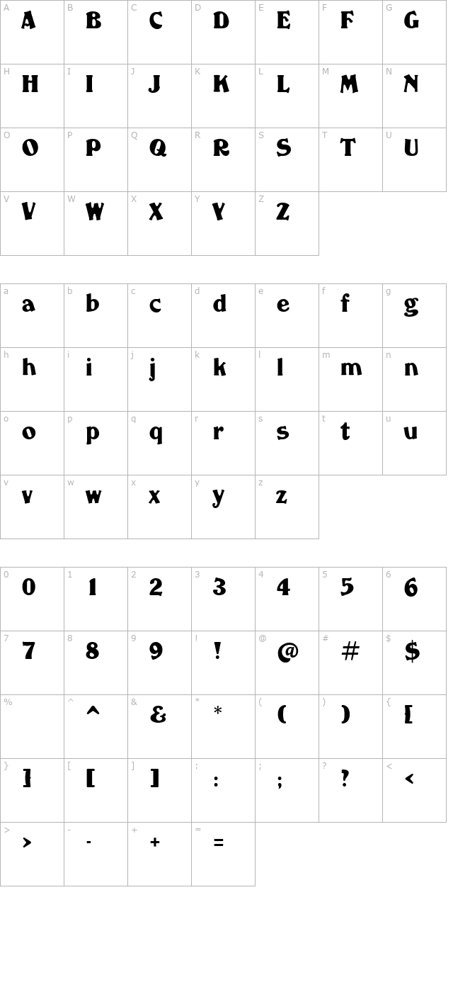 fancy-extended character map