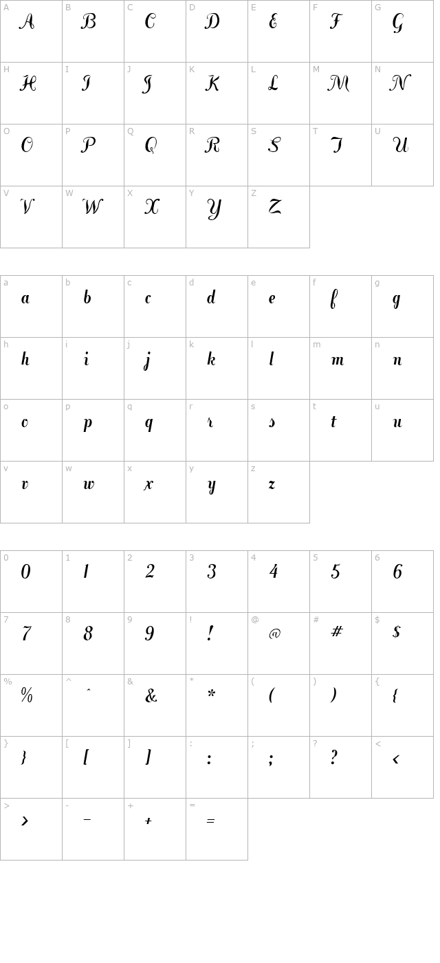 fansipensle-bold character map