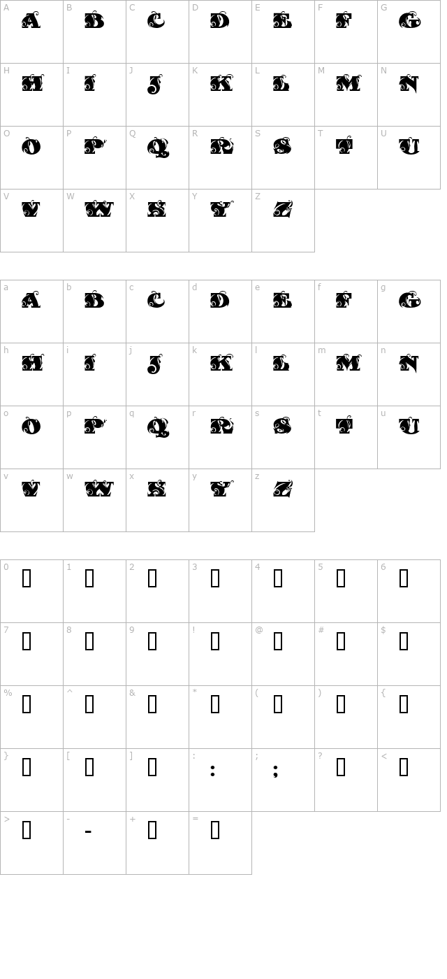 Fantastic MF Initials character map