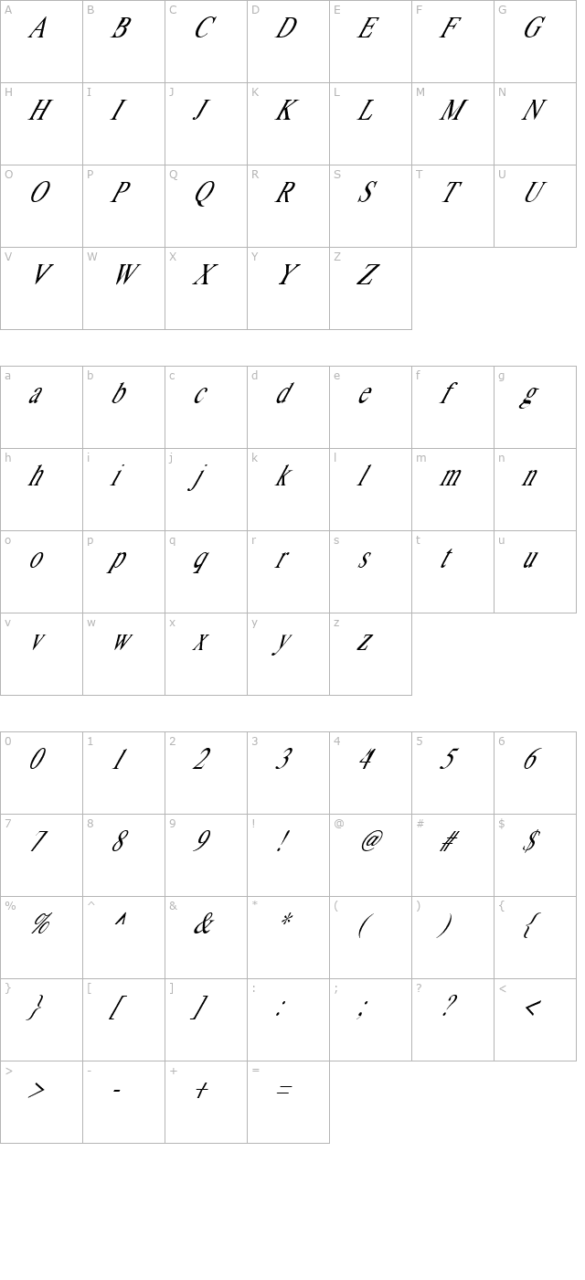 Far Out character map