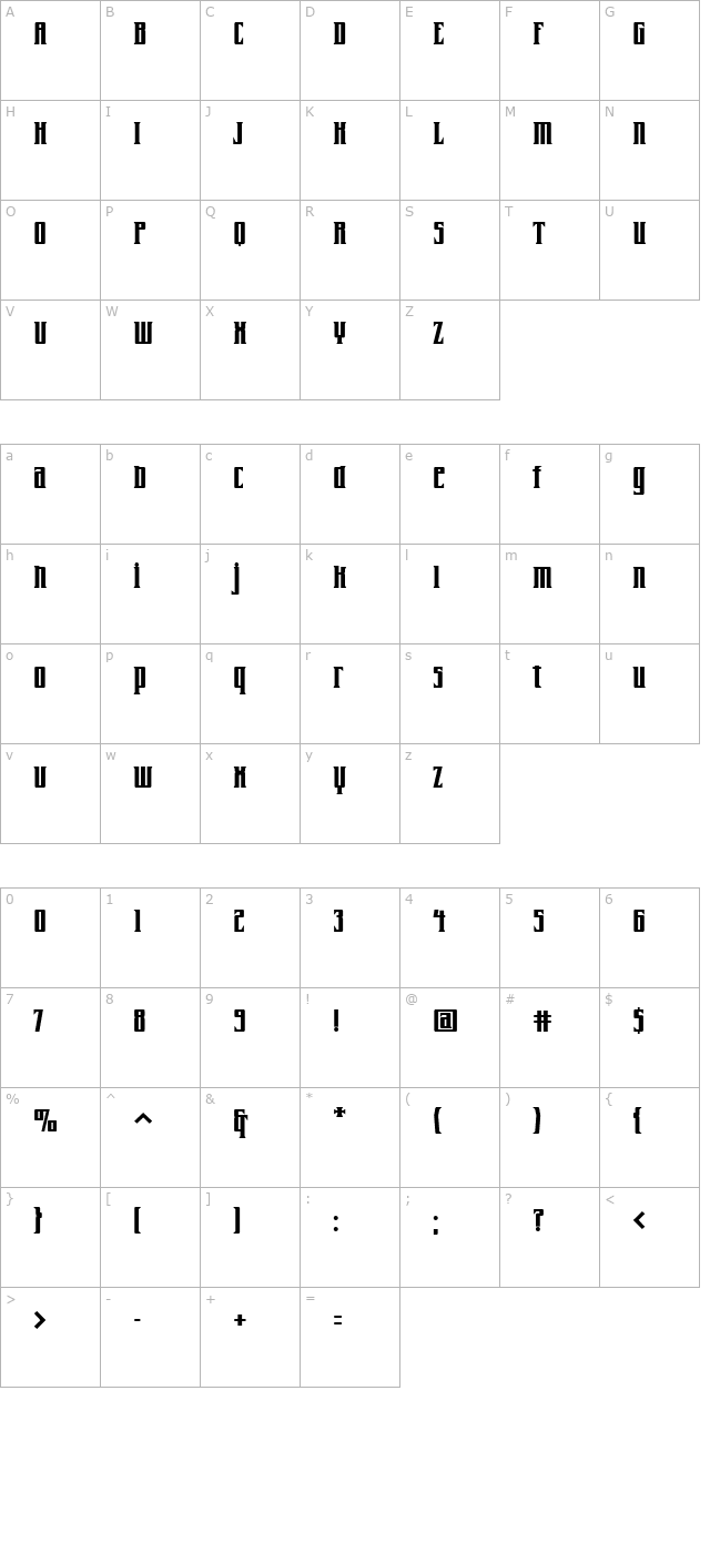 Farrier ICG Bold character map