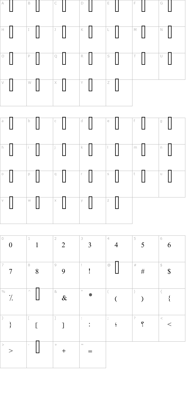 farsi-simple-bold character map