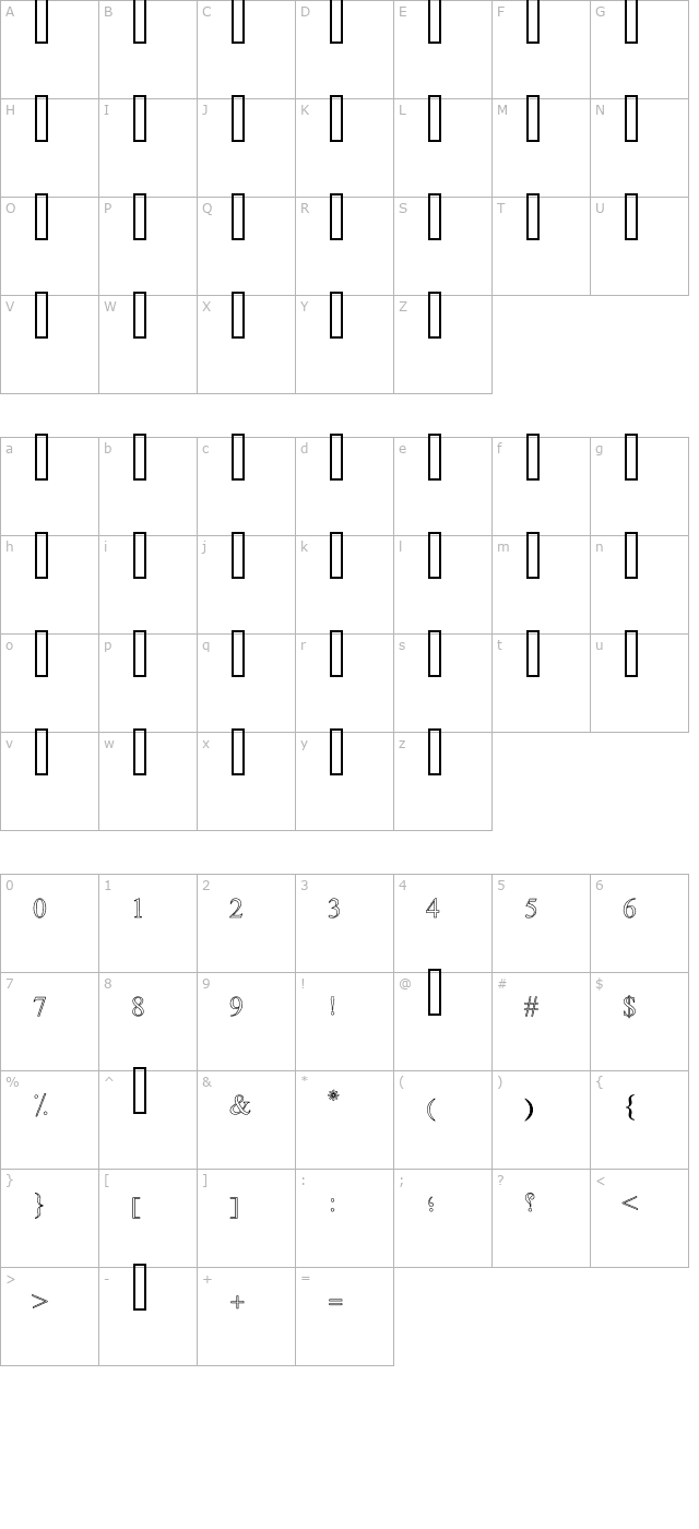 Farsi Simple Outline character map