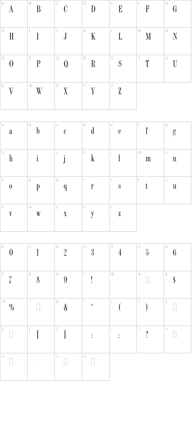 FashionCompressedPlain character map