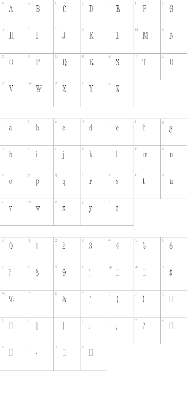 FashionEngravedPlain character map