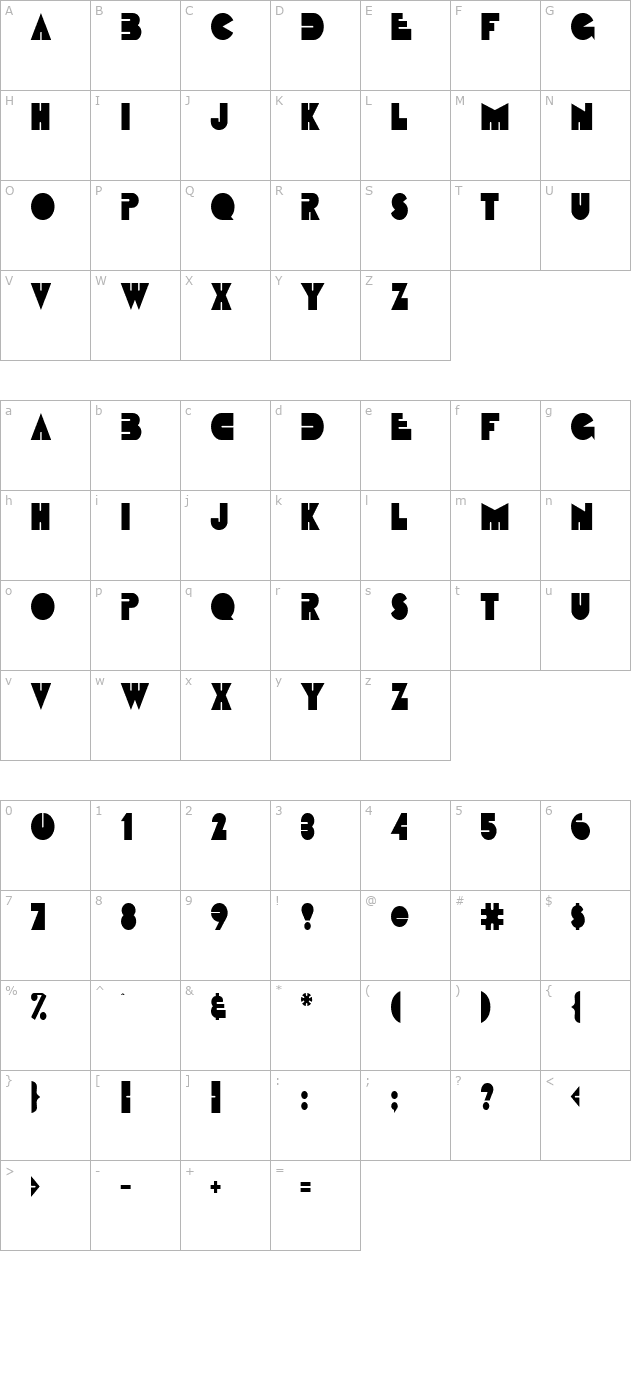 fatso-condensed-normal character map