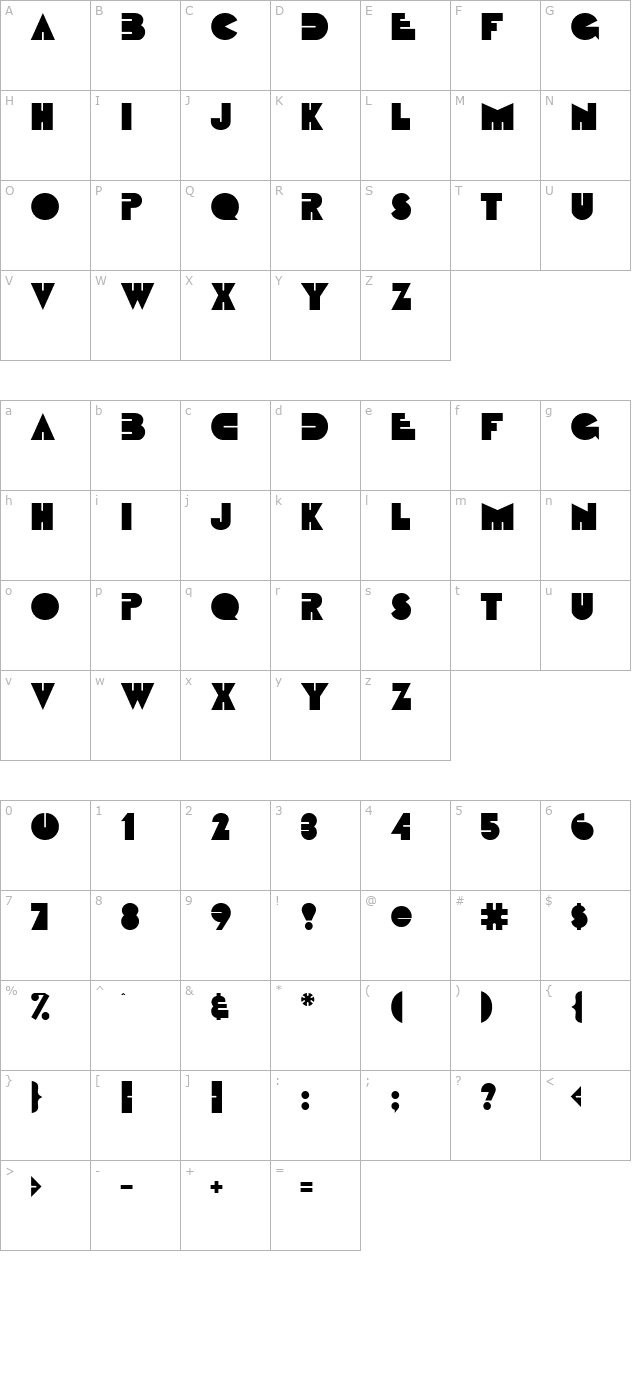 Fatso Normal character map