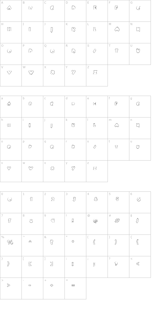 FatsoOutline Heavy character map