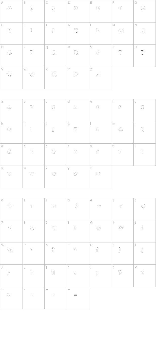 FatsoOutlineThin character map