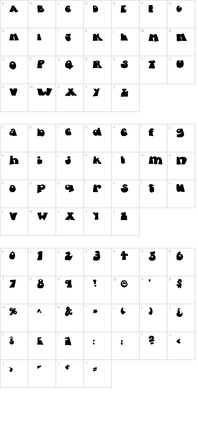 Fatty Bombatty character map