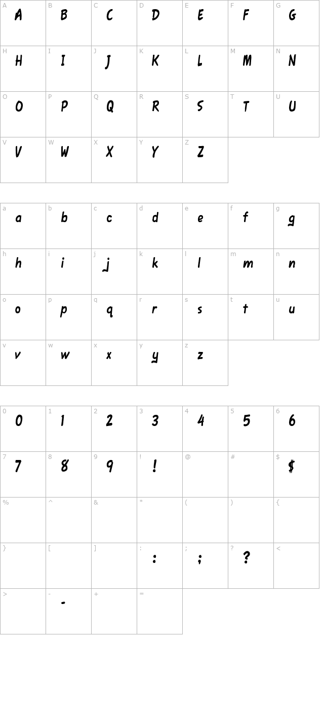 fawn-script character map