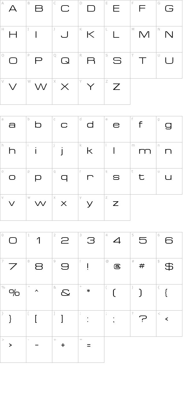 Federation 1 character map