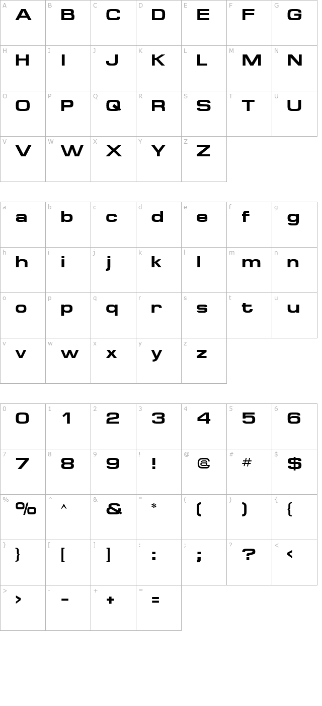 FederationBold character map