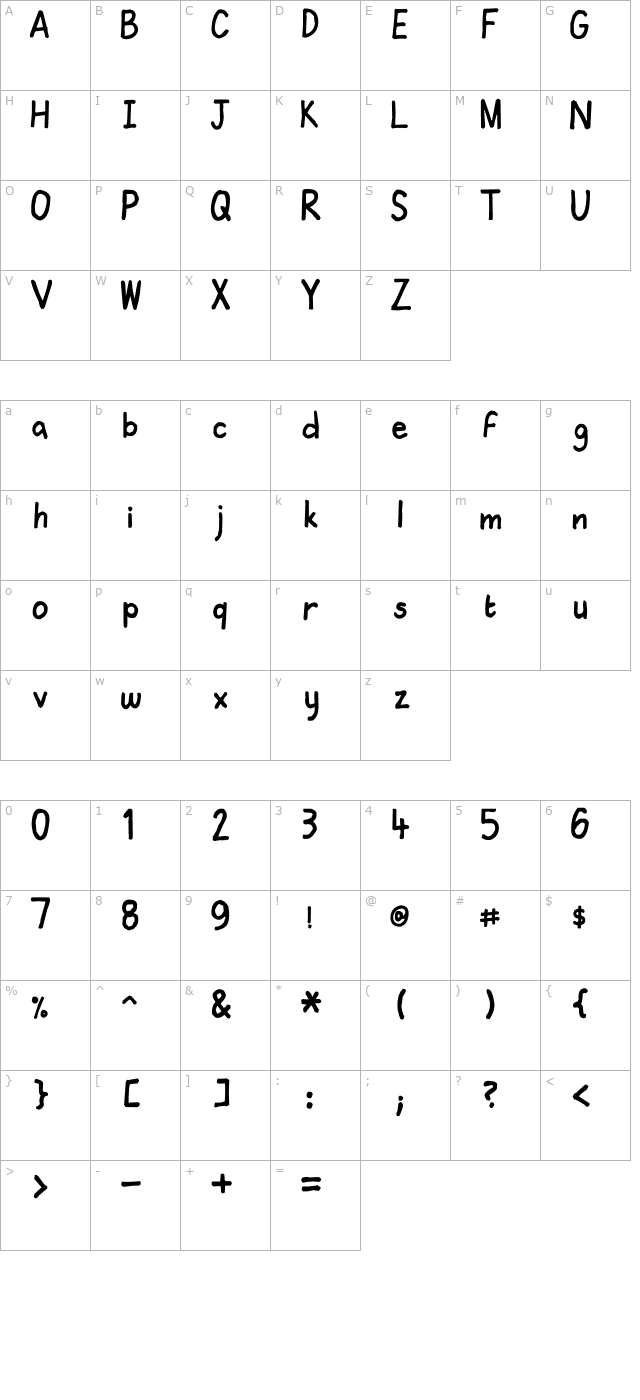 felt-pen character map