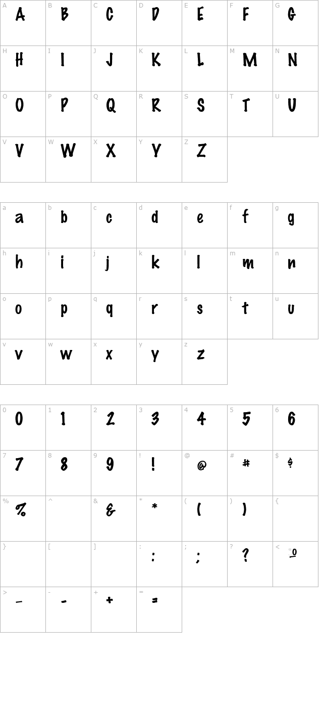 Felt Regular character map