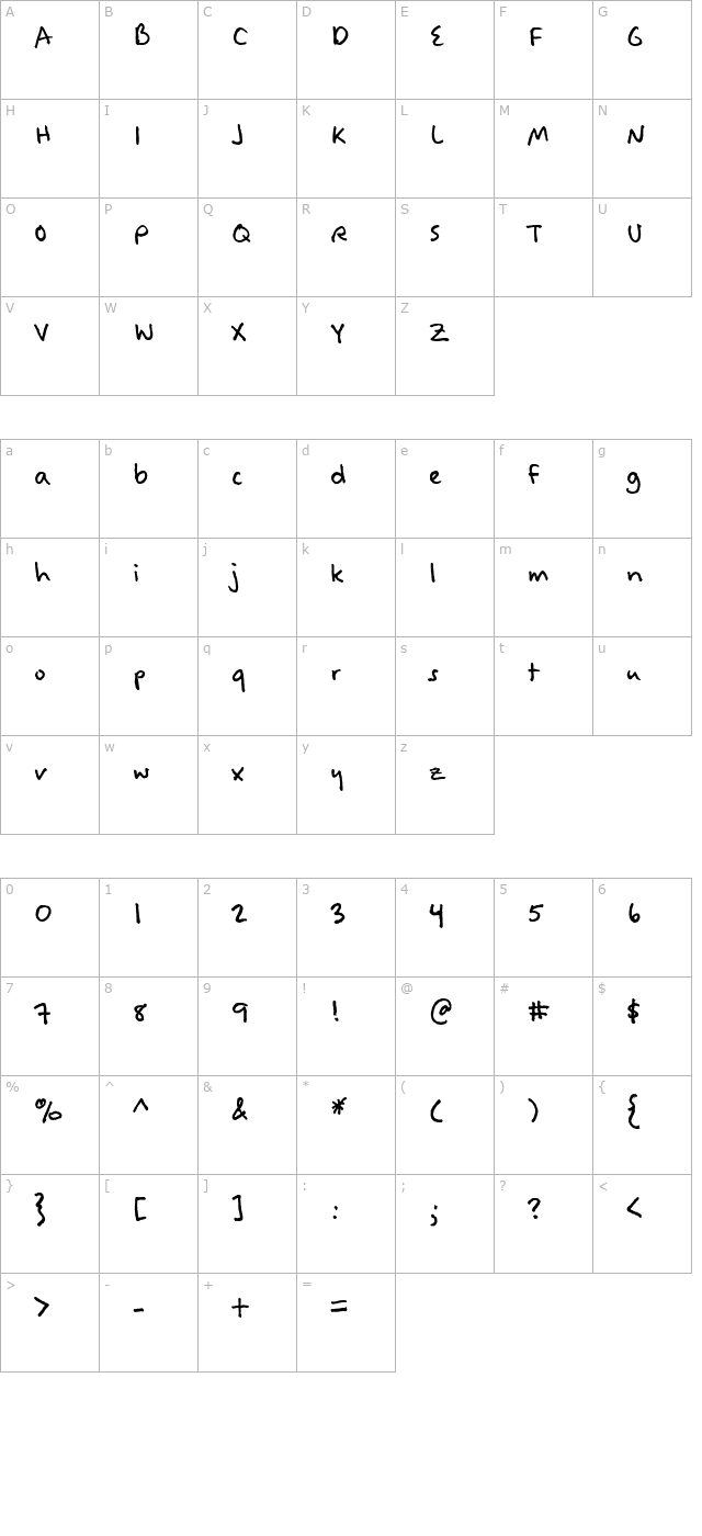 Felt Tip Woman character map