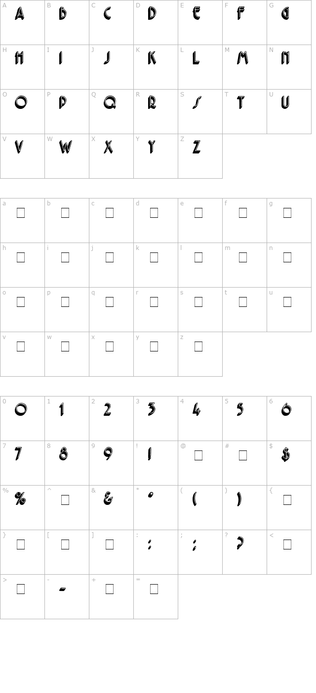 ferio-display-caps character map