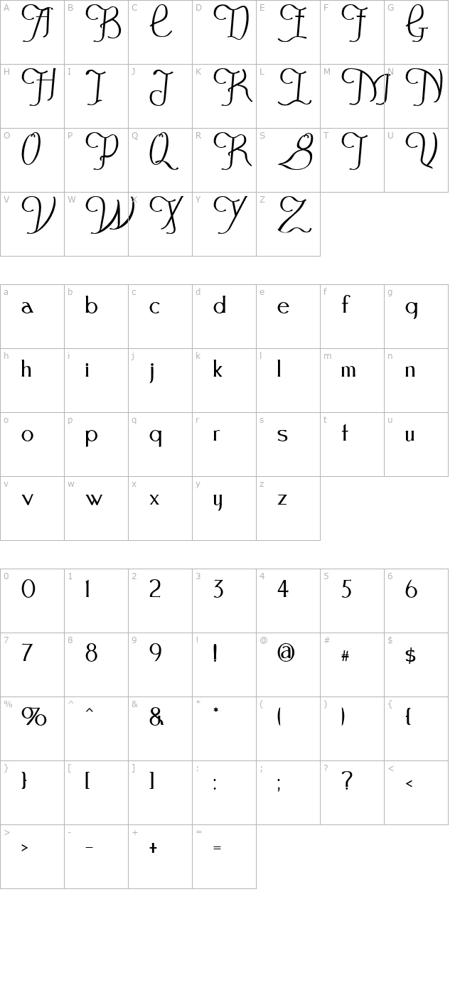 FestivalFlourish character map