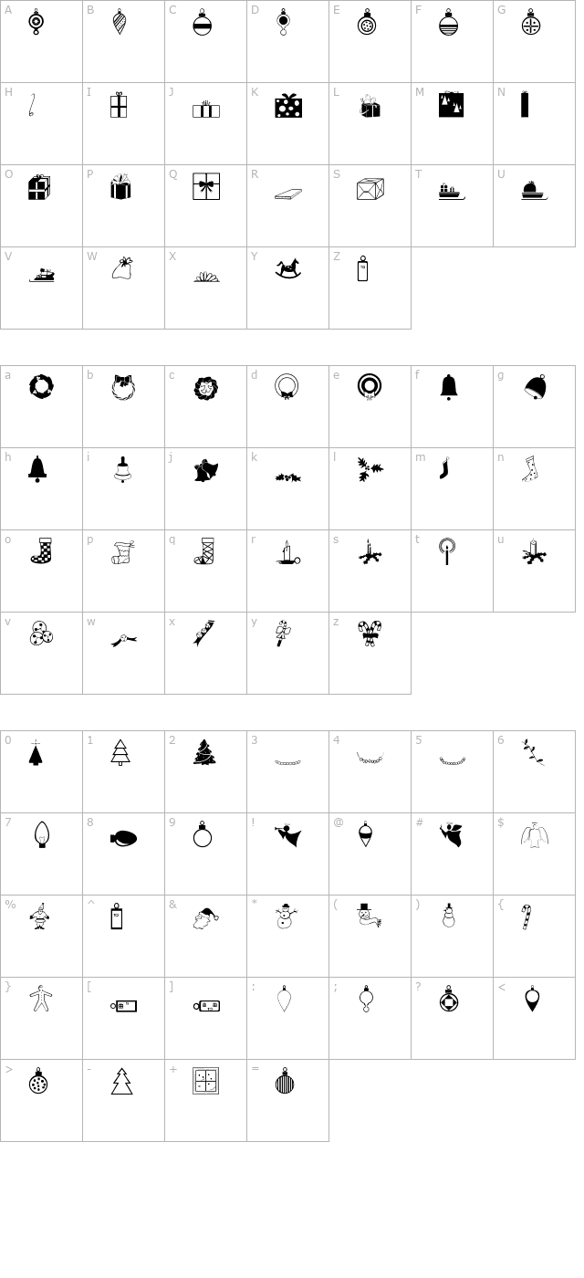 Festive character map