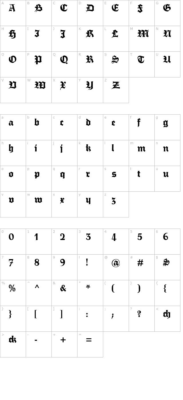 fette-trump-deutsch character map