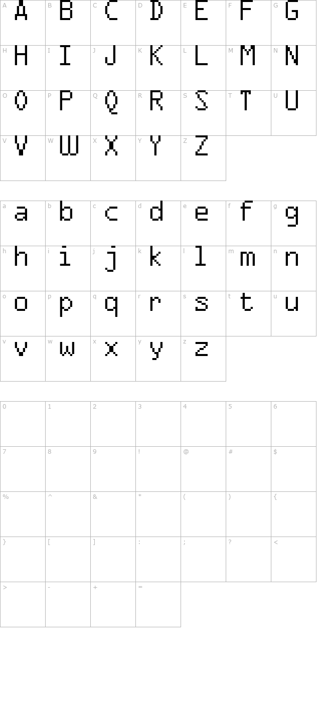 FFF Agent Condensed character map