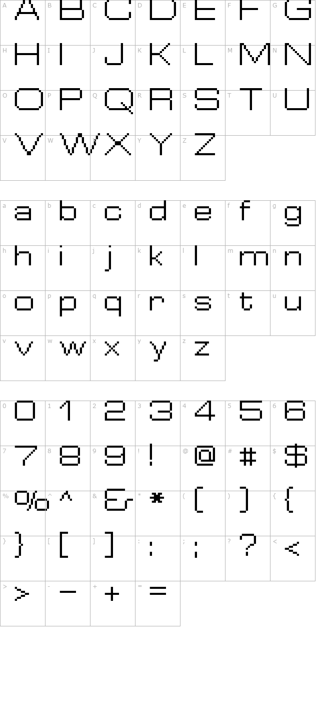 FFF Cosmos character map