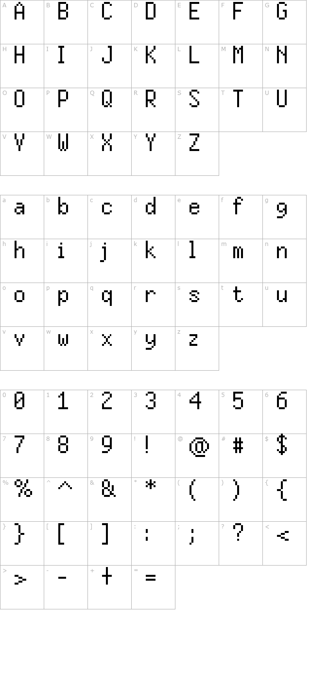 fff-daylight-extended character map