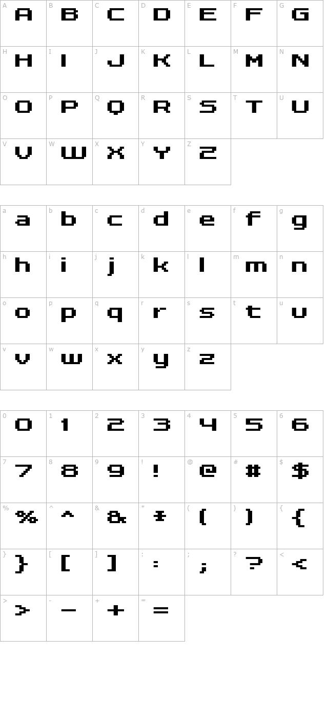 fff-dreamer-bold-extended character map