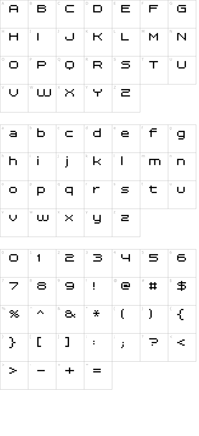 FFF Dreamer Extended character map