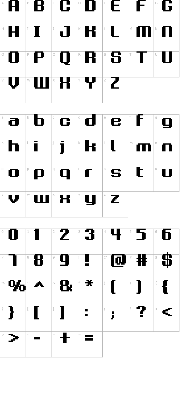 FFF Family Extended character map