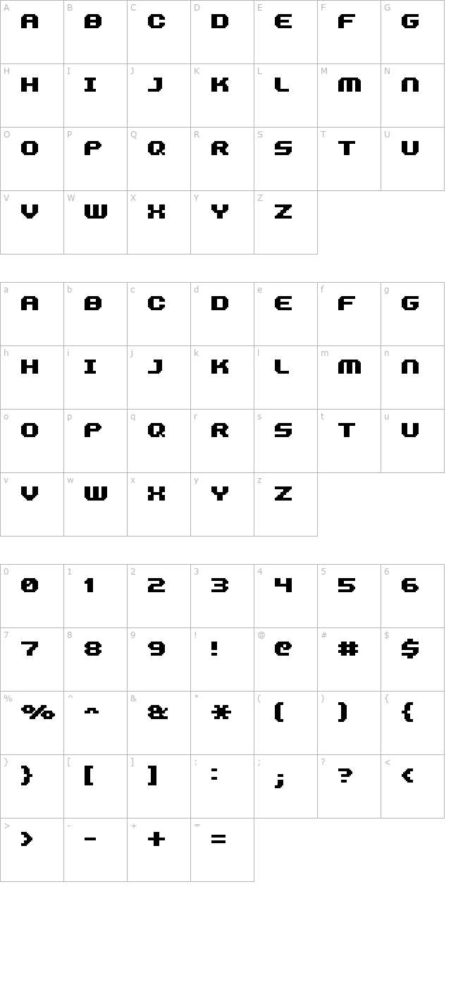 FFF Fuego Bold Extended character map