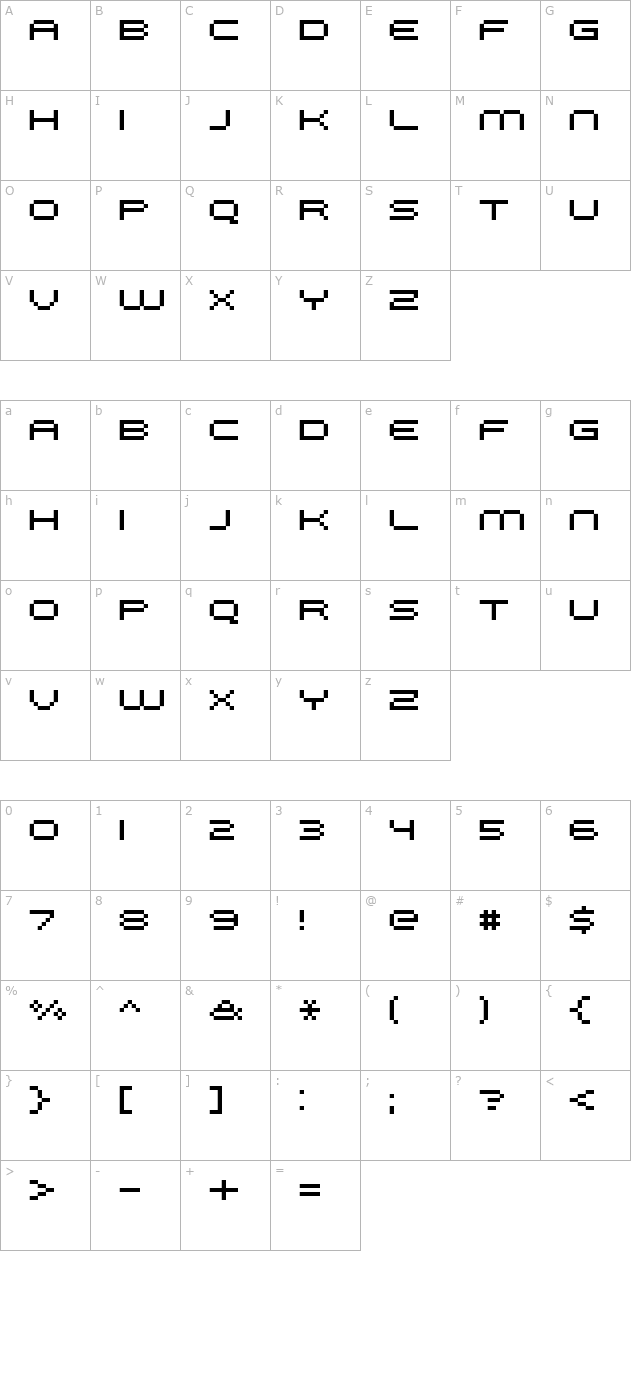 FFF Galaxy Extended character map