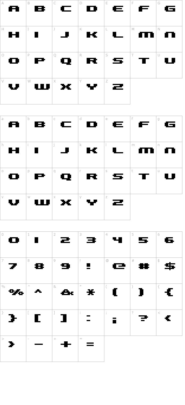 FFF Galaxy Extra Bold Extended character map