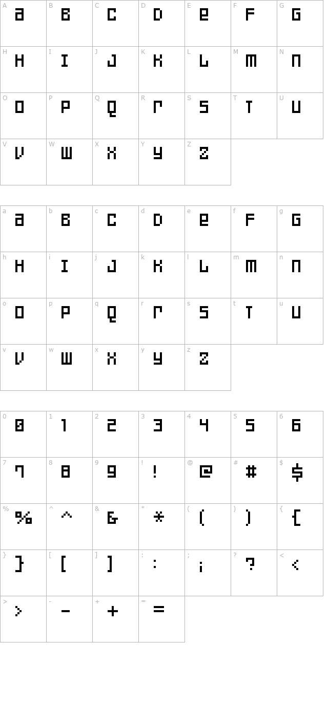 FFF Games Thin Extended character map