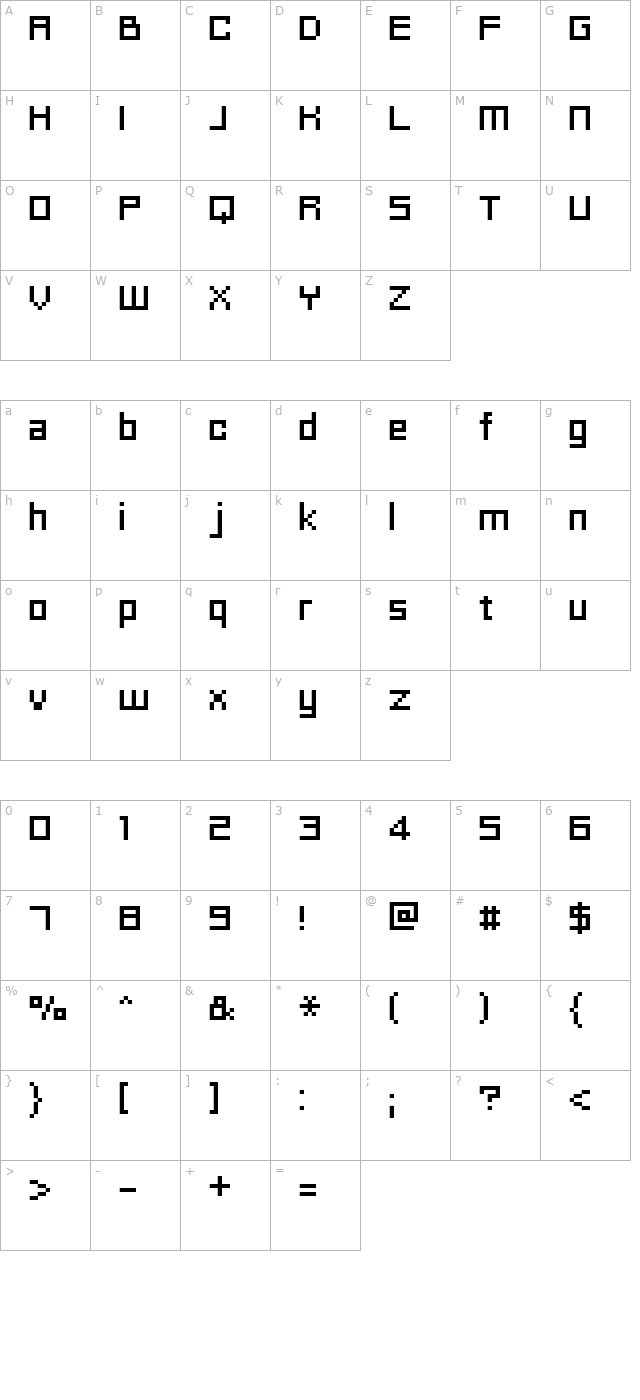 FFF Idea Condensed character map