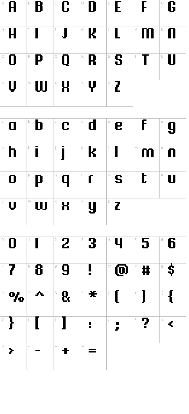 fff-majestica-bold-extended character map