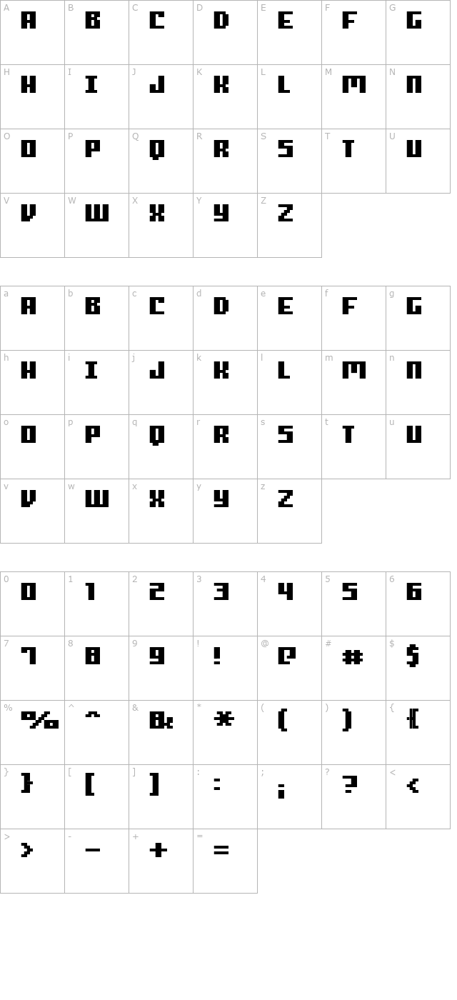 FFF Manager Bold character map